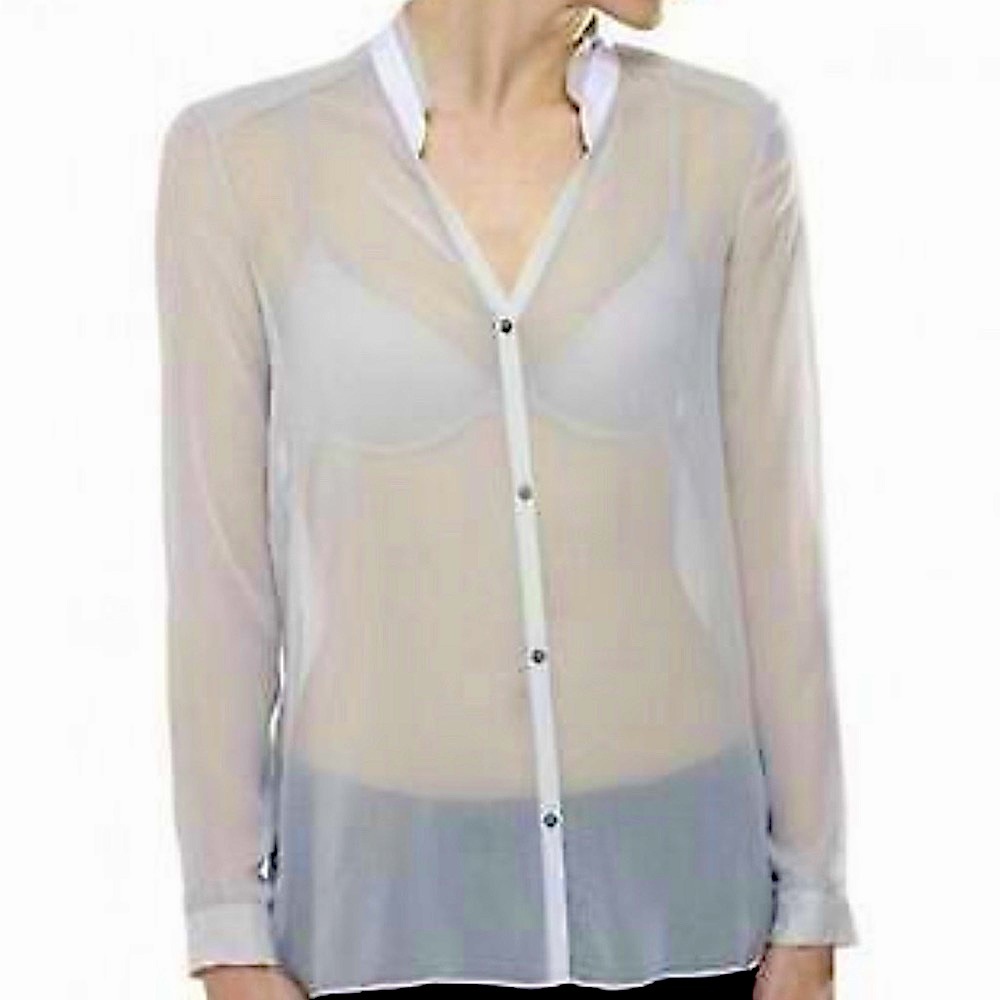 Helmut Lang Sheer Button Down Top - image 1